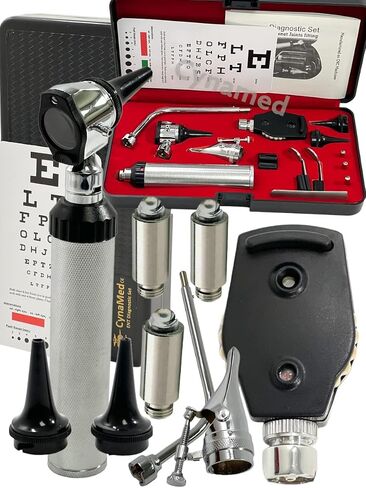 Cynamed New 3.2V Bright White Led Otoscope Set Includes 3 Sizes of reuseable Specula Plus Hard Case Plus 3 Replacement Bulbs Cynamed in Saudi Arabia