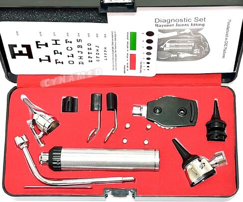 Cynamed New 3.2V Bright White Led Otoscope Set Includes 3 Sizes of reuseable Specula Plus Hard Case Plus 3 Replacement Bulbs Cynamed in Saudi Arabia