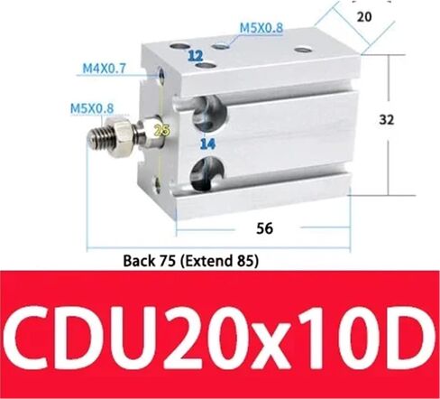 CDU20 25 Small Pneumatic Cylinder Free Installation Aluminum Square Air Cylinders 10DX20DX25DX30DX40DX50D(CDU20X50D) in Saudi Arabia