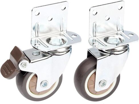 20kg Mute Swivel Wheels for Moving Furniture Cabinet Workbench Soft Rubber Universal Castor 1Pcs(1 inch with Brake) in Saudi Arabia