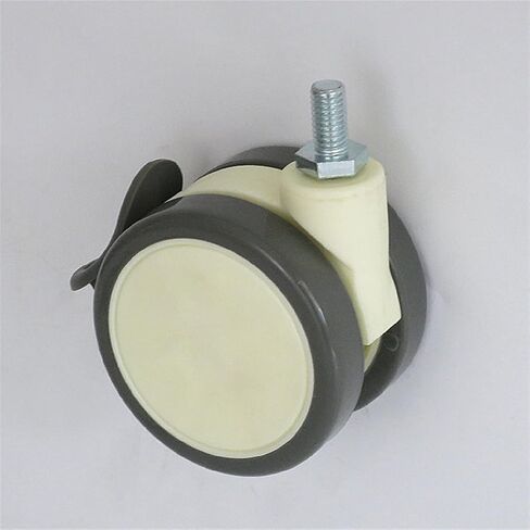 2.5inch White PU Wheels M10x20 Screw Convenient Furniture Stand Stroller 2Pcs(M10 Brake) in Saudi Arabia