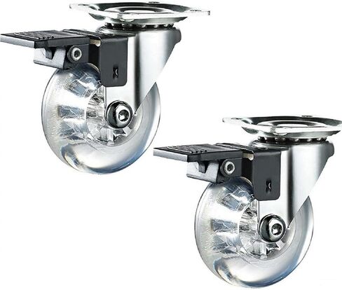 2 Inch with Brake Transparent Caster Child Bed Wheel Mute Wearable 2Pcs in Saudi Arabia