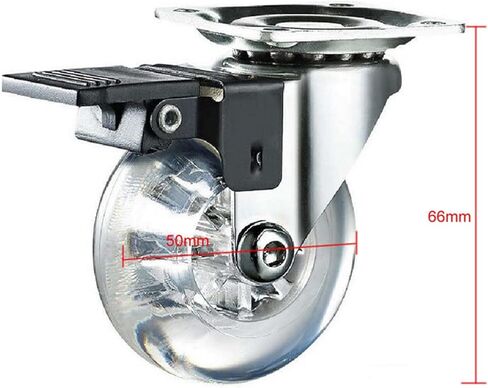 2 Inch with Brake Transparent Caster Child Bed Wheel Mute Wearable 2Pcs in Saudi Arabia