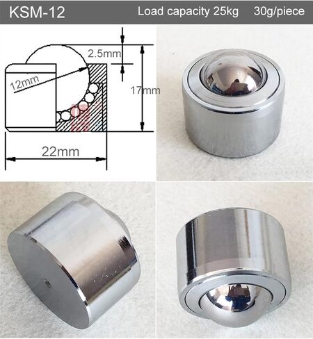 KSM Universal Ball Bearing Casters Wheel Internal Thread Transmission Systefurniture Wheel 2PCS (KSM-12) in Saudi Arabia