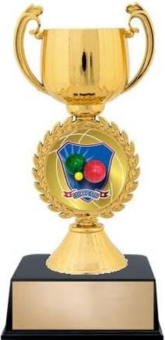 جوائز التاج الجوائز BOCCE BALL مع نقش مخصص ، 6 "كأس BOCCE BALT المخصصة على الأسود الأسود الرئيسي in Kuwait
