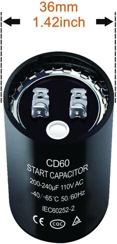 200-240 uf/MFD CD60 Round Start Capacitor ±20% 50/60 Hz 110-125 VAC Round Motor Well Pump Start Capacitor (200-240 uf/MFD, 2) in Saudi Arabia