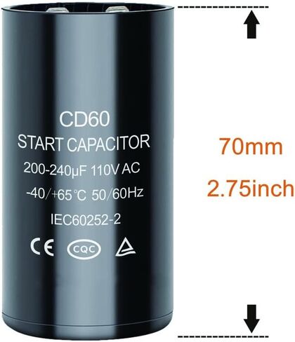 200-240 uf/MFD CD60 Round Start Capacitor ±20% 50/60 Hz 110-125 VAC Round Motor Well Pump Start Capacitor (200-240 uf/MFD, 2) in Saudi Arabia