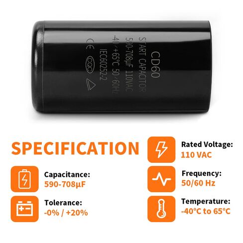 200-240 UF/MFD CD60 CAPACITOR ± 20 ٪ 50/60 HZ 110-125 VAC Round Motor Well Pump Start (200-240 UF/MFD ، 2) in Kuwait