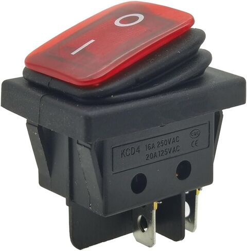 2pcs AC 16A/250V 20A/125V 2 Position ON/Off Waterproof Boat Rocker Switch with Red LED 4Pins Toggle Switches (Red) in Saudi Arabia