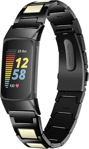 Fitturn تصميم فريد من نوعه نطاقات ملونة متوافقة مع Fitbit Charge 6/Charge 5 ، سوار معدني أنيمي فاخر معصم حزام الفولاذ المقاوم للصدأ للرسوم 6/شحنة 5 تعقب in Kuwait