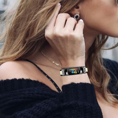 Fitturn تصميم فريد من نوعه نطاقات ملونة متوافقة مع Fitbit Charge 6/Charge 5 ، سوار معدني أنيمي فاخر معصم حزام الفولاذ المقاوم للصدأ للرسوم 6/شحنة 5 تعقب in Kuwait