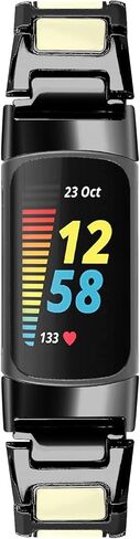 Fitturn تصميم فريد من نوعه نطاقات ملونة متوافقة مع Fitbit Charge 6/Charge 5 ، سوار معدني أنيمي فاخر معصم حزام الفولاذ المقاوم للصدأ للرسوم 6/شحنة 5 تعقب in Kuwait