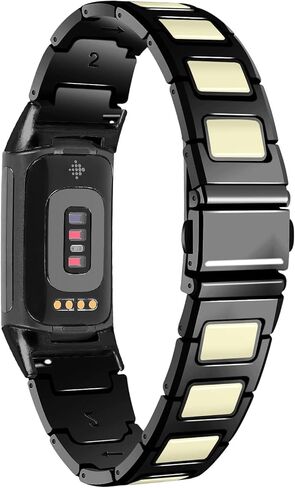 Fitturn تصميم فريد من نوعه نطاقات ملونة متوافقة مع Fitbit Charge 6/Charge 5 ، سوار معدني أنيمي فاخر معصم حزام الفولاذ المقاوم للصدأ للرسوم 6/شحنة 5 تعقب in Kuwait