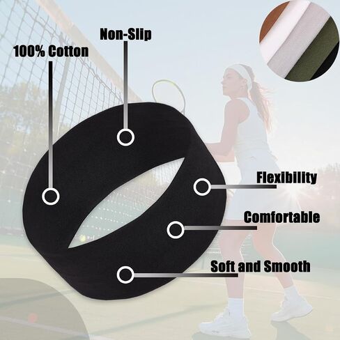 Kachanaa 6 PCS Fashion Sports Beadblings for Women's Hair Soft Loven Non-Slip Cotton Fabric Bands Sports Sport in Kuwait