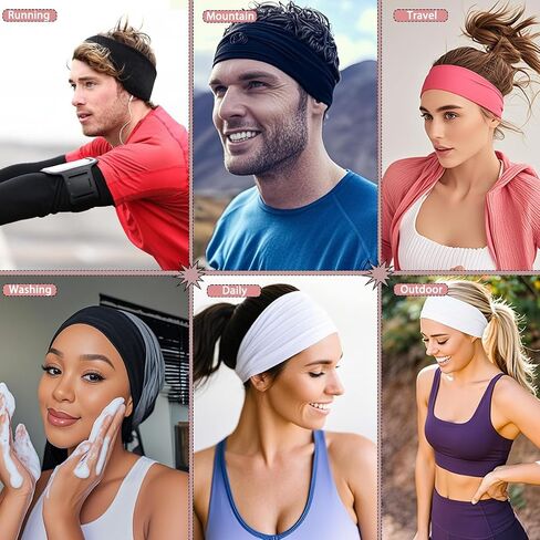 Kachanaa 6 PCS Fashion Sports Beadblings for Women's Hair Soft Loven Non-Slip Cotton Fabric Bands Sports Sport in Kuwait