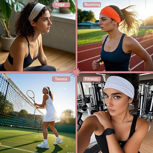 Kachanaa 6 PCS Fashion Sports Beadblings for Women's Hair Soft Loven Non-Slip Cotton Fabric Bands Sports Sport in Kuwait