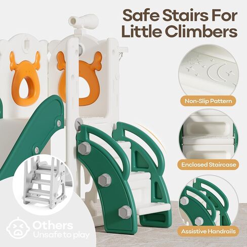 Mloong 7 in 1 Slide Toddler ، ينزلق الأطفال للأطفال الصغار من 1 إلى 3 سنوات ، داخليًا وخارجيًا مع لعبة Golf Golf Wolf For Kids Easy Assembly Design (Beige & Rosy Brown) (28 × 62 × 39in) in Kuwait