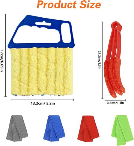 4Pcs Window Venetian Blind Cleaner Duster Tool,Blind Duster for Cleaning,Washable 7Finger Duster Brush Dusting Cleaner Tool for Window Shutters Air Conditioner Vinyl Wood Blinds,with 4 Cloth Cover in Saudi Arabia
