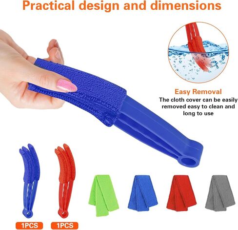 4Pcs Window Venetian Blind Cleaner Duster Tool,Blind Duster for Cleaning,Washable 7Finger Duster Brush Dusting Cleaner Tool for Window Shutters Air Conditioner Vinyl Wood Blinds,with 4 Cloth Cover in Saudi Arabia