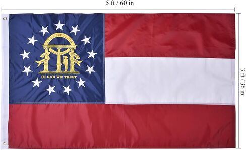 Georgia State Flag 3x5 FT Deluxe Pullsed Polyester Hucked Duty Duted Date Outsid in Kuwait
