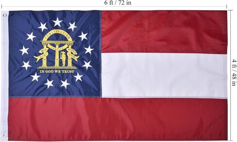 Georgia State Flag 3x5 FT Deluxe Pullsed Polyester Hucked Duty Duted Date Outsid in Kuwait