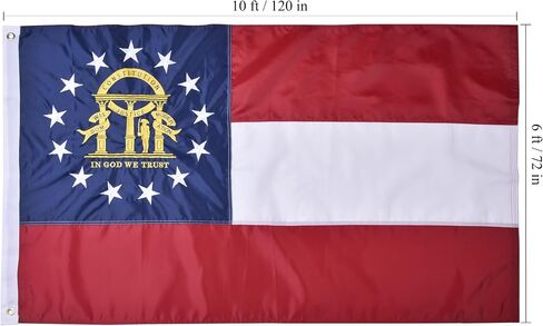 Georgia State Flag 3x5 FT Deluxe Pullsed Polyester Hucked Duty Duted Date Outsid in Kuwait