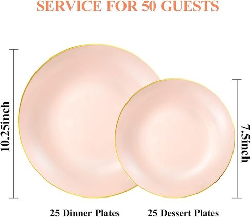 100PCS Black Plastic Plates with Gold Rim, Black Gold Disposable Plates for Party, Graduation and Wedding, Include 50 Dinner Plates, 50 Dessert Plates for 50 Guests in Saudi Arabia