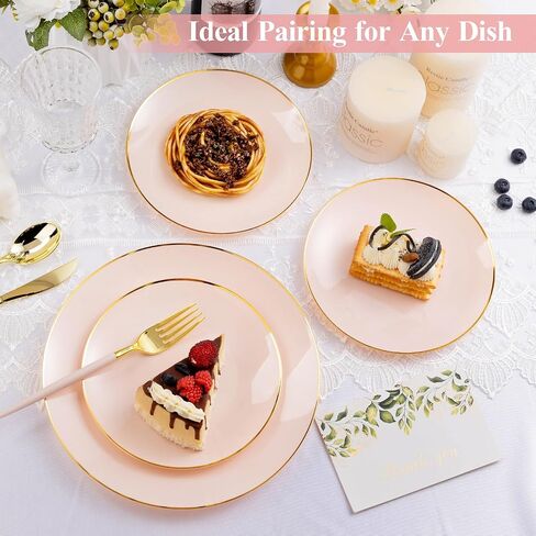 100PCS Black Plastic Plates with Gold Rim, Black Gold Disposable Plates for Party, Graduation and Wedding, Include 50 Dinner Plates, 50 Dessert Plates for 50 Guests in Saudi Arabia