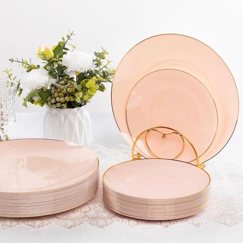 100PCS Black Plastic Plates with Gold Rim, Black Gold Disposable Plates for Party, Graduation and Wedding, Include 50 Dinner Plates, 50 Dessert Plates for 50 Guests in Saudi Arabia
