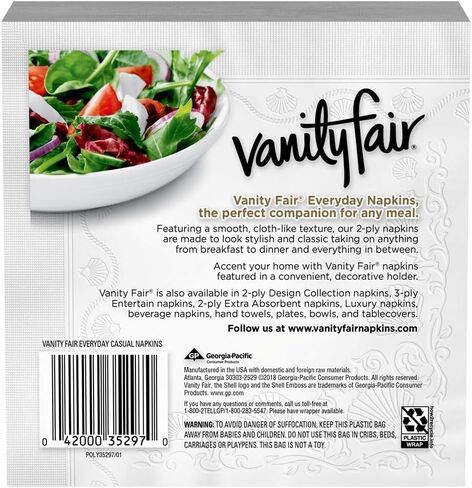 Generic Vanity Fair Everyday Napkins, 550 Count, White Paper Napkins, 110 Count (Pack of 5) in Saudi Arabia