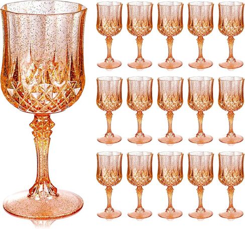 CIAELL 24PCS أكواب نبيذ بلاستيكية - 7 أوقية من الكؤوس البلاستيكية للحفلة - نظارات شرب خمر واضحة - كؤوس مائية يمكن التخلص منها في حفل زفاف ، بار ، بيرة ، عصير ، كوكتيل ، ويسكي in Kuwait