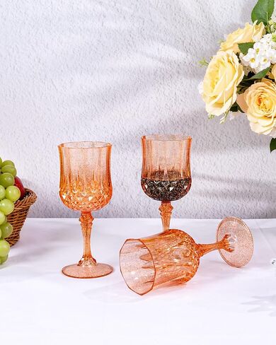CIAELL 24PCS أكواب نبيذ بلاستيكية - 7 أوقية من الكؤوس البلاستيكية للحفلة - نظارات شرب خمر واضحة - كؤوس مائية يمكن التخلص منها في حفل زفاف ، بار ، بيرة ، عصير ، كوكتيل ، ويسكي in Kuwait