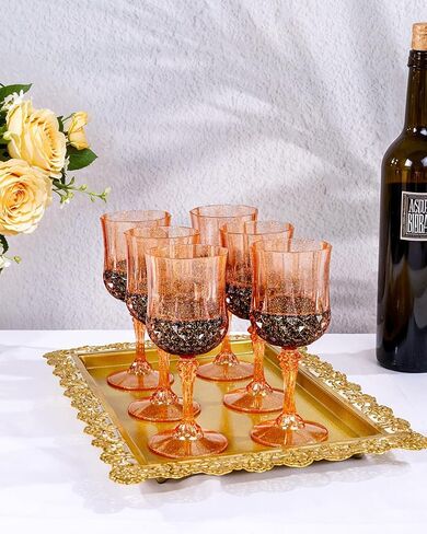 CIAELL 24PCS أكواب نبيذ بلاستيكية - 7 أوقية من الكؤوس البلاستيكية للحفلة - نظارات شرب خمر واضحة - كؤوس مائية يمكن التخلص منها في حفل زفاف ، بار ، بيرة ، عصير ، كوكتيل ، ويسكي in Kuwait