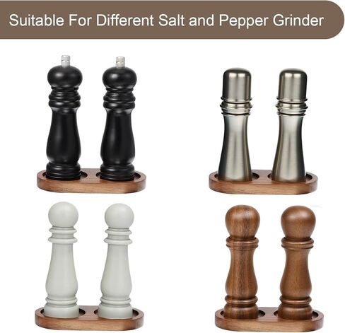 علبة الفلفل المملح علبة رجعية أكاسيا صينية خشبية العديد من مصانع الحامل الباقي الملح الملحق الفلفل الملحقات الميكرونزر لوقاية طاولة الطعام لتخزين المطبخ (لم يشمل مطحنة الفلفل) in Kuwait
