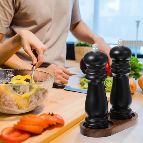 علبة الفلفل المملح علبة رجعية أكاسيا صينية خشبية العديد من مصانع الحامل الباقي الملح الملحق الفلفل الملحقات الميكرونزر لوقاية طاولة الطعام لتخزين المطبخ (لم يشمل مطحنة الفلفل) in Kuwait