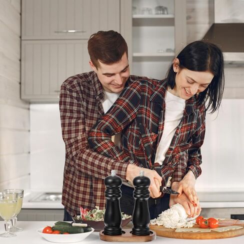 علبة الفلفل المملح علبة رجعية أكاسيا صينية خشبية العديد من مصانع الحامل الباقي الملح الملحق الفلفل الملحقات الميكرونزر لوقاية طاولة الطعام لتخزين المطبخ (لم يشمل مطحنة الفلفل) in Kuwait