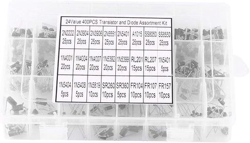 400PCS DIODE KIT ، 24 قيم DATION DIEDES DIEDES KIT ، 1N4001 ، 1N4004 ، 1N4007 ، 1N5392 ، 1N5399 ، N5819 ، SR260 ، FR104 ، FR107 ، FR157 ، 1N5401 ، 1N5004 ، 1N5408 ، SR360 in Saudi Arabia