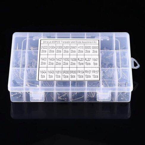 400PCS DIODE KIT ، 24 قيم DATION DIEDES DIEDES KIT ، 1N4001 ، 1N4004 ، 1N4007 ، 1N5392 ، 1N5399 ، N5819 ، SR260 ، FR104 ، FR107 ، FR157 ، 1N5401 ، 1N5004 ، 1N5408 ، SR360 in Saudi Arabia