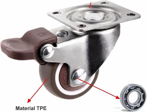 Light Furniture Casters Wheel with Bearing Rubber Super Mute Wheels 1Pcs(Fixed Direction x2,2 inche) in Saudi Arabia