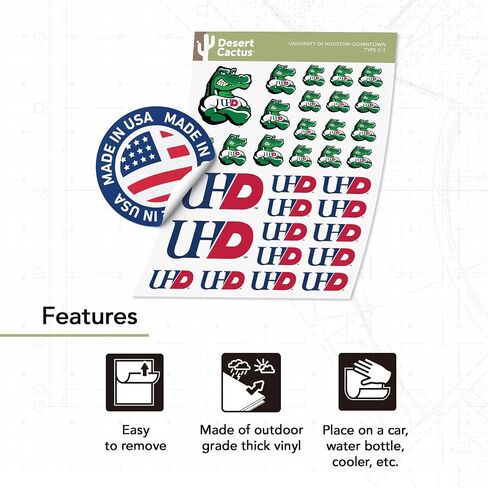 Desert Cactus University of Houston Downtown Sticker Gators UH Vinyl Decals Laptop Water Bottle Car Scrapbook T1 (Type 1-1) in Saudi Arabia