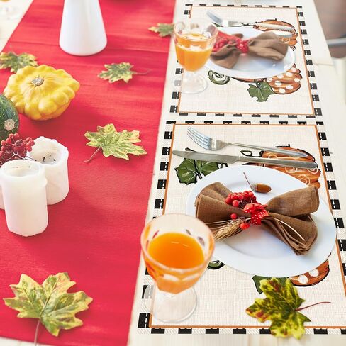 السقوط طاولة السقوط عداء 13x72 بوصة طويلة من الكتان اليقطين بوفالو ديكورات منقوشة الخريف عيد الشكر مزرعة مركزية الجدول الموسمية الحصير المطبخ غرفة الطعام الداخلية في الهواء الطلق للحفلة الإمداد in Kuwait