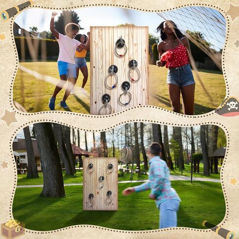 Leitee 15 Pcs Captain Hook Ring Toss Game Pirate Party Toss Game for Kid with Dice Rope Rings for Family Outdoor Yard Sport Party Accessories Captain Birthday Decor in Saudi Arabia
