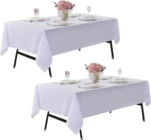 2-pack 60x102 بوصة من الملابس البيضاء ، وصمة عار صلبة وتجاعيد مستطيلة المائدة المستطيل ، أغطية بياضات طاولة البوليستر البوليستر البسيطة المتميزة للفندق ، الزفاف in Kuwait