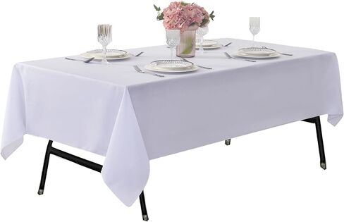 2-pack 60x102 بوصة من الملابس البيضاء ، وصمة عار صلبة وتجاعيد مستطيلة المائدة المستطيل ، أغطية بياضات طاولة البوليستر البوليستر البسيطة المتميزة للفندق ، الزفاف in Kuwait