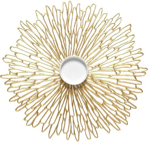 مجموعة Chilewich من 8 - مضغوطة blomains في حصيرة طاولة مفتوحة للرعاية سهلة - داخلي/خارجي - 15.7 "× 15.2" شواحن مستديرة in Saudi Arabia