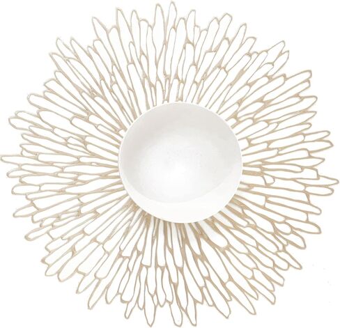 مجموعة Chilewich من 8 - مضغوطة blomains في حصيرة طاولة مفتوحة للرعاية سهلة - داخلي/خارجي - 15.7 "× 15.2" شواحن مستديرة in Kuwait