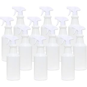 32oz Plastic Spray Bottles Empty with Top Quality Sprayer - Heavy-Duty Multipurpose Use for Home and Commercial - Leak Proof Adjustable Nozzle, Refillable - (32oz Bottle, Pack of 12) in Saudi Arabia