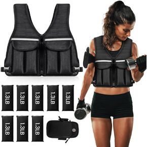Prodigen Adjustable Weighted Vest, 0-10 lb/0-12 lb/0-18 lb Weight Vest for Women and Man with 8 Removable Sandbag and Pocket | Weighted Vest for Walking, Running, Weight Loss, Strength Training in Kuwait