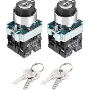 UXCELL 2PCS 22MM 3 مواضع مفتاح قفل زر الضغط على مفتاح W KEY DPST in Kuwait