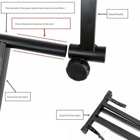 DIYDEG Universal Teier Second Stand for Electronic Piano Keyboard Stand ، 2 Tier Keyboard Stand 16.5-29.5in عرض قابل للتعديل ، محول تمديد لوحة المفاتيح على شكل L. in Kuwait